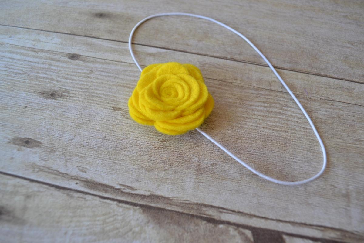 Yellow Felt Rose Headband